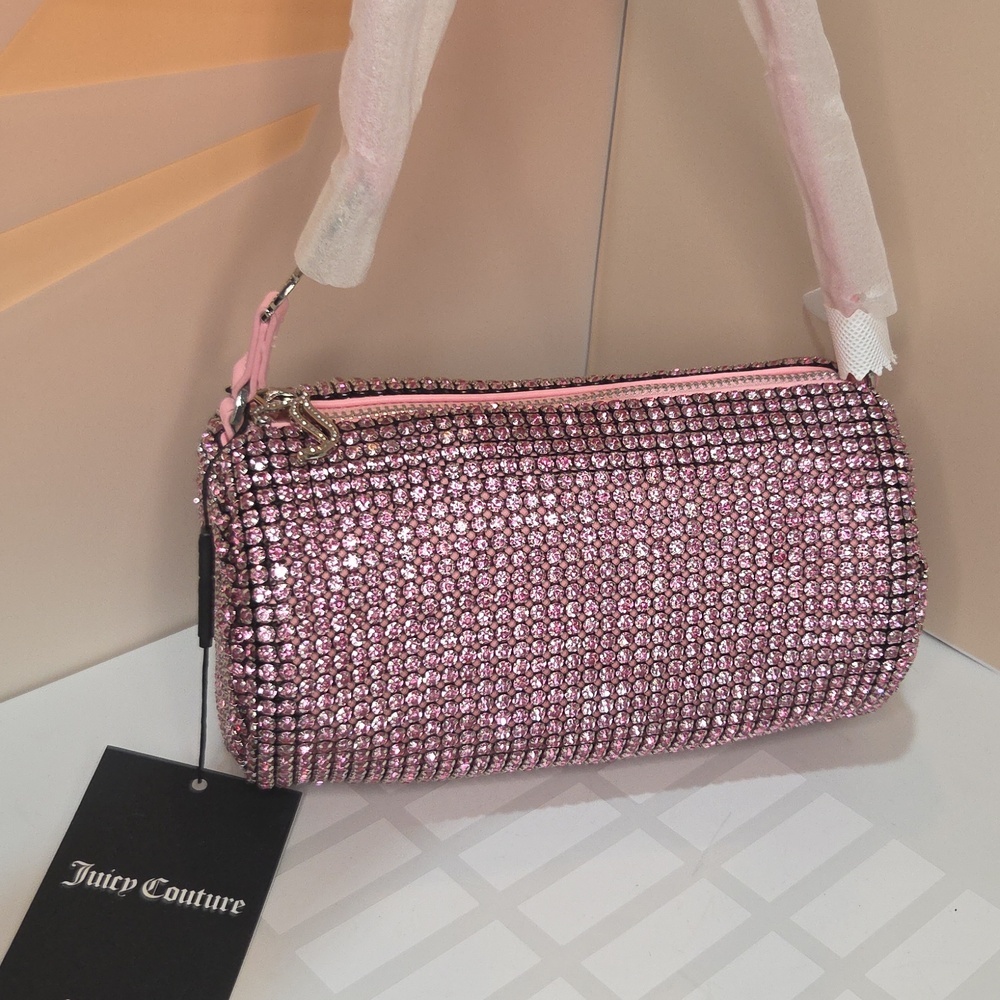 💕▪️Juicy Couture▪️ Pink UK Crystal-Embellished Melanie Barrel Shoulder Bag